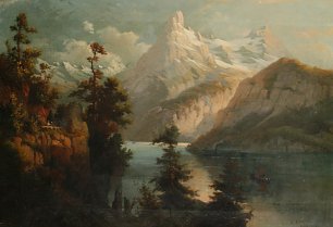 Albert Bierstadt Seen Landschaft  Wandbild